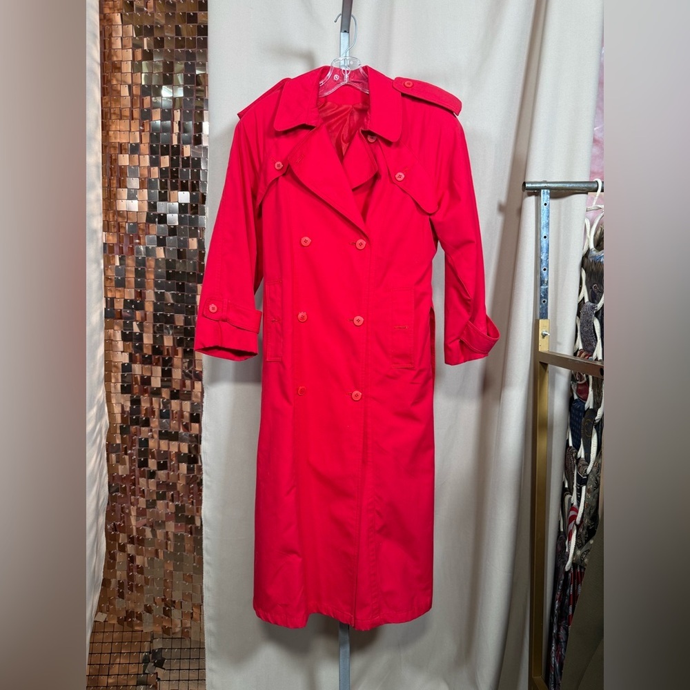 Vintage Red Double-Breasted Trench Coat - Picture 3 of 10